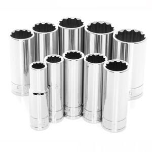 Performance Tool 10-Piece 3/8-Inch Drive 12 Point SAE Deep Socket